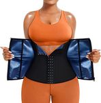 Chumian Women Waist Trainer Trimmer Corset Weight Loss Tummy Wrap Workout Belt Sweat Belly Band Sports Girdle Body shaper (Black, L)