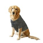 Ruse. Pet Clothes Blue/Black Striped Full Sleeves with Treat Pocket Crew Neck T-Shirt/Tees Apparel for Dogs Gifts.(XXL)