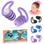 Swimming Ear Plugs Waterproof Earplugs - 3 Pairs Silicone Swim Ear Plugs for Kids 2-9, Water Sports Earplugs for Showering, Surfing - Keep Ear Water Out