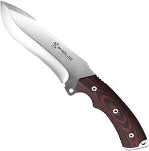 iFIELD Cuchillo 150 con Mango de micarta roja y Hoja de Acero 440C, 58-60 HRC de dureza, Herramienta de Camping para Pesca, Caza, Actividad Deportiva.