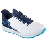 Skechers Men's Elite 6 Slip in Arch Fit Spikeless Golf Shoe Sneaker, White/Navy, 9 Wide