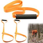 3Pcs Deer Drag Rope with Non-slip Handle, Heavy Duty Deer Drag Strap Hunting Dragging Pull Rope, Strong Bearing Capacity Deer Dragging Harness Deer Hunting Accessories for Big and Small Game, Orange