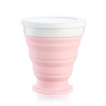 P-Plus International Collapsible Cup, Rocontrip Silicone Travel Mug Leak Proof Coffee Folded Cup Gift Mug 200 mL100% Food Grade BPA Free for Outdoor Camping Hiking (Pink)