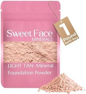 (1 Pound) (Light Tan) Foundation Powder Refill By Sweet Face Minerals, Lightweight Mineral Loose Makeup Powder with SPF 20, Full Coverage Flawless Finish, Talc-free, Cruelty-Free, Refill Pouch