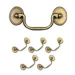 AUXBC 6 PCS Vintage Drop Bail Drawer Pulls, Antique Bronze Cabinet Pulls, 3.38"/86mm Hole Center, Zinc Alloy Drawer Pull Handles, Metal Bronze Dresser Drawer Pulls with Mounting Screws