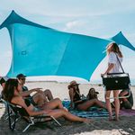 Neso Tents Gigante Beach Tent, 8ft Tall, 11 x 11ft, Biggest Portable Beach Shade, UPF 50+ Sun Protection, Reinforced Corners and Cooler Pocket (Teal)