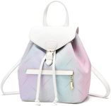 I IHAYNER Leather Drawstring Backpack for Women Stylish Color-Blocked Printed Design Durable Functional Backpack for Travel Beige