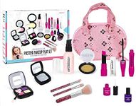 Kid Girls Makeup Set Tool Eco-Friendly Cosmetic Pretend Play Kit Princess Toy Pink Bag