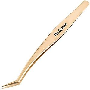 Ms.Queen Eyelash Extension Tweezers Set-Precision Tweezers for 2D-6D Volume&Individual False Lashes Extensions with PU Storage Case-Golden (Volume Tweezers/M003-1)
