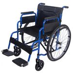 Panana All AID Footrest Self Propelled Folding Transit Comfort Wheelchair (Blue)