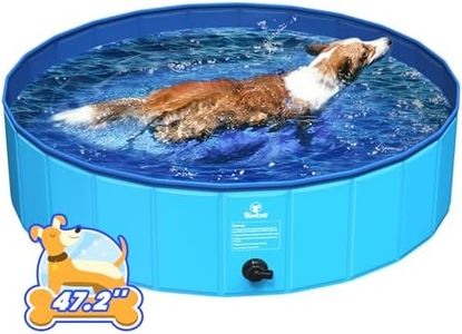 Pawaboo Foldable Large Dog Pool, Collapsible Pet Bath Pool Bathing Tub, Hard Plastic Doggie Wading Pool for Indoor and Outdoor, Portable Dog Swimming Pool for Small Medium Large Dogs and Cats(47"x12")