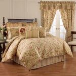 Waverly Modern Farmhouse Floral 4-Piece Reversible Comforter Set, Cotton, Antique, King