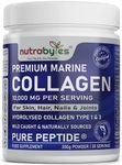 Marine Collagen Powder 10000mg Type 1 & 3 Unflavoured| Wild Caught Fish Hydrolysed Protein Peptides for Women & Men 19 Amino Acids| Kosher and Halal Certified| Healthy Skin Hair Nails Joints Gut