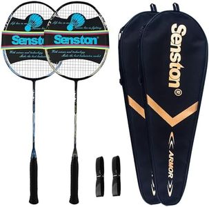 Senston N90-2 Pack Badminton Racquet, Professional Full Carbon-Fiber Badminton Rackets Set with Grip