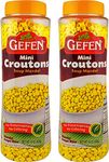 Gefen Mini Croutons Soup Mandel 400g (Pack of 2) Toasted Soup Crackers in a Resealable Container, No Preservatives, No Colouring, Certified Kosher