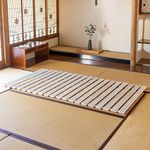 EMOOR Wood Roll-Type Slatted Bed Twin for Japanese Floor Futon Mattress, Franco-ROLL, Unpainted Paulownia, Floor Sleep Bedding Guest Minimalist Tatami Mat Natural