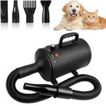 3800W Dog Hair Dryer - Professional 3800W High-Power Pet Blaster Dryer with Adjustable Temperature and Wind Speed, Low Noise Operation, and Four Nozzles for Efficient Pet Drying