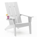 MXIMU Modern Adirondack Chair Weather Resistant with Cup Holder Oversized Fire Pit Chairs Adorondic Plastic Outdoor Chairs for Firepit Area Seating (White)