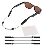 Adjustable Eyeglass Strap (3 Pack) - No Tail Sunglass Strap - Eyewear String Holder - With Bonus Glasses Cleaning Cloth - 3 Pack, Black, Medium