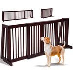 HAPPAWS Freestanding Dog Gate, 28-80 Inch Adjustable Indoor Dog Fence w/Widening Feet, Extra Wide Pet Gates, Wooden Pet Barrier, Step Over Dog Gates for The House, Doorways, Stairs