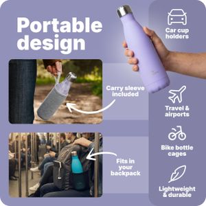 Nuactiv Stainless Steel Water Bottle 500ml – Vacuum Insulated, Leakproof, BPA Free