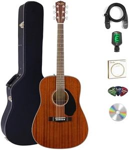 Fender CD-60S Solid Top Dreadnought Acoustic Guitar - All Mahogany Bundle with Hard Case, Tuner, Strap, Strings, Picks, and Austin Bazaar Instructional DVD