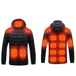 Men's Heated Jacket, Winter Down Jacket Heated Hoodie, Warm Heated Coat with 15 Heating Zones and 3 Temperature Levels