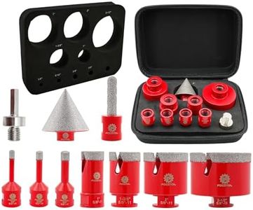 Diamond Core Drill Bit Set - FOCSTOL 10pcs (6/8/10/25/35/50/65mm+10mm Finger Milling Bit+50mm Beveling Chamfer Bit+Hex) Hole Saw Kit for Porcelain Ceramic Tile Marble Granite with 5/8''-11 Thread