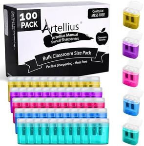 100 Pack Pencil Sharpeners Bulk - Double Hole Pencil Sharpener for School and Classroom Supplies, Colored Pencils Sharpeners for Kids, Handheld Pencils and Crayon Sharpener