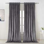 Yates Home Gray 84 Inch Velvet Curtains Nursery Curtains Thermal Curtain for Winter 2 Panels Room Darkening Window Treatments Super Soft Luxury Rod Pocket Curtain/Drapes for Living Room Bedroom