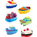 DQTYE 6Pcs Bath Toy Floating Boats, Baby Soft Squirt Bathing Toys Bathtub Cartoon PU Rubber Ship Water Game Learning Educational Toy For Kids Toddlers