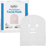 ForPro Professional Collection Precut Gauze Facial Mask, 100% Cotton Gauze, for High Frequency Facial Treatments and Masks, 100-Count