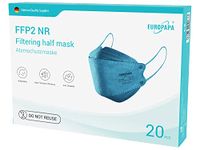 EUROPAPA 20x FFP2 Fish Shape Masks Respirator Mask 4-Layer Dust Masks Hygienically Individually Packed EN149 Face Mask EU2016/425 (Blue)