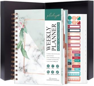 PLANBERRY Hourly Schedule Planner Premium – Undated Weekly Organizer with Time Slots & Monthly Budget – Time Management, Goal Setting, To-Do List & Habit Tracker –6.9″x8.5″(Natural Green)