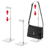 Hacaroa 3 Pack Purse Display Stand Stainless Steel, Adjustable Height Metal Handbag Holder Single Bag Jewelry Display Rack for Home, Boutique Store, Silver