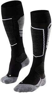 FALKE Men's SK4 Advanced Ski Socks, Knee High, Light Cushion, Winter Athletic Sock, Breathable Quick Dry, Merino Wool, Black (Black-Mix 3010), 9-10, 1 Pair