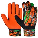 Veltine Sports Soccer Goalie Gloves, Football Goalkeeper Gloves for Kids Boys Children Youth with 4mm Latex Heavy Grip (Fluroscent Orange, Size 5 Suitable for 9-12 Years, Ambidextrous)