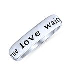 Mantra Sentimental Words True Love Waits Purity Promise Ring Band for Teen .925 Sterling Silver