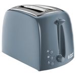 Russell Hobbs Textures 2 Slice Toaster (Extra Wide Slots, 6 Browning levels, Frozen, cancel & reheat function with indicator lights, Removable crumb tray, 850W, Grey matt & high gloss finish) 21644