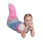 softan Mermaid Tail Blanket Kids, Girls Toddlers Mermaid Toys, Kids Childs Mermaid Blanket with Rainbow Ombre Glittering Fish Scale Design, Pink Little Mermaid Gifts for Girls - 17" × 39"