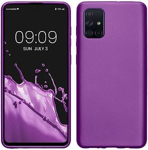 kwmobile Case Compatible with Samsung Galaxy A71 Case - Soft Slim Metallic TPU Silicone Cover - Metallic Violet