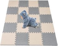 YORKING 20Pcs Foam Baby Play Mats 30x30x1cm EVA Baby Floor Tiles Thick Soft Floor Interlocking Mat Waterproof High-Resilience Foam Floor Puzzle Mat for Children's Play and Crawl (Grey and Rice-White)