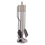 Hammer and Tongs 5pc Silver Petworth Fireside Companion Set - Indoor Fireplace Wood Burner Accessories Tools Metal Poker Brush Shovel Tongs