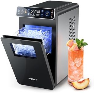 ecozy Ice Maker Machine Countertop, Portable Small Size with Full-Color Panel, 24H Timer, 6 Mins Fast Ice, 12kg/24H, 2 Ice Sizes, Self-Cleaning with Ice Bags, Scoop, Basket for Kitchen, Office, Party