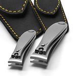 GERMANIKURE Professional Nail Clipper Set - Fingernail Clipper & Toenail Clipper with Leather Cases - Ethically Made in Solingen Germany - FINOX Surgical Stainless Steel Manicure and Pedicure Tools