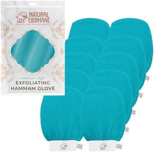 Natural Elephant Exfoliating Hammam Glove - Face and Body Exfoliator Mitt 5 and 10 Packs (Teal Waves (Pack of 10))