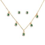 Salty Diwali Special Green Emerald Tassel Jewellery Set for Women & Girls | 14k Gold Plated | Necklace & Earrings Gift Box | Festive, Birthday, Anniversary Gift for Girlfriend, Wife, Sister & Mother | Aesthetic Jewelry | Accessories for Everyday Wear