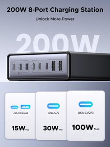 UGREEN 200W 8-Port USB C GaN Fast Charging Station – PD 100W, PPS, Laptop & Phone Compatible