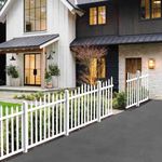 FLORALEAF White Vinyl Picket Fence 36"H × 84"W for Soft Ground Garden Decorative Temporary Scallop Top Style Fence Panel with 20 Pickets for Patio, Backyard, Dogs, Animal Barrier, Pools(1 Pack)