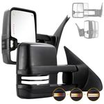 Switchback Towing Mirrors for 2007-2021 Tundra, 2008-2017 Sequoia with Dual State Light Turn Signal Light Power Glass Heated Arrow Running Light Blind Spot Monitoring Extendable Fold Pair Set (Smoke)